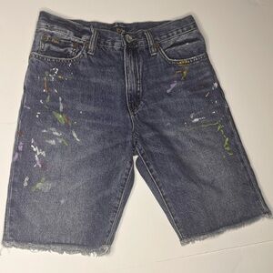Big Boys Polo by Ralph Lauren Blue Paint-Splatter Denim cut off Shorts